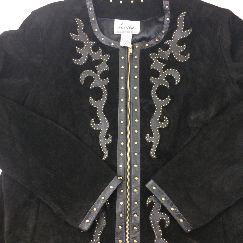 Linea Leather & Suede Zip Front Studded Jacket - Picture 5 of 5